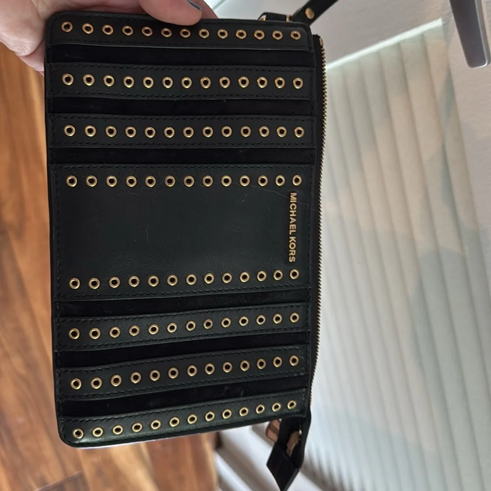 Michael Kore Black Wristlet with Gold Grommet Accents - Picture 2 of 5
